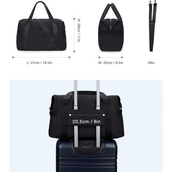 Large Gym Bag with Yoga Mat Buckle, Weekender Overnight Bag for Women, Travel - Picture 6 of 7